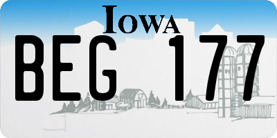 IA license plate BEG177