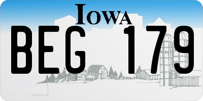 IA license plate BEG179