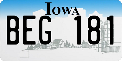 IA license plate BEG181