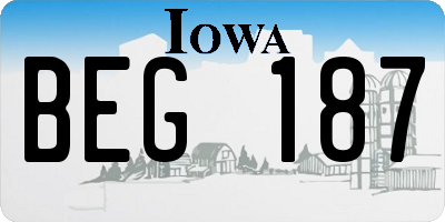 IA license plate BEG187