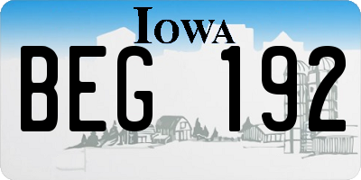 IA license plate BEG192