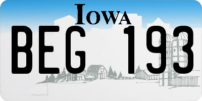 IA license plate BEG193