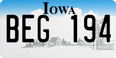 IA license plate BEG194