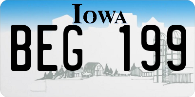 IA license plate BEG199