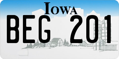 IA license plate BEG201