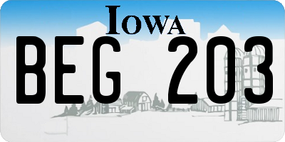 IA license plate BEG203