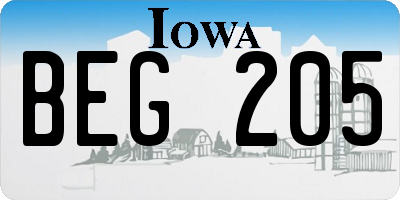 IA license plate BEG205