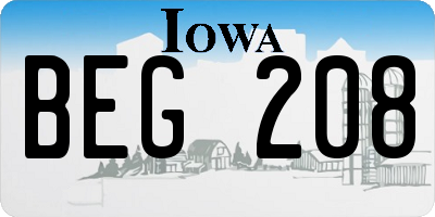 IA license plate BEG208