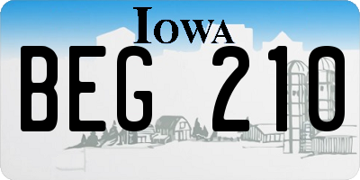 IA license plate BEG210
