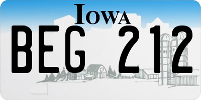 IA license plate BEG212