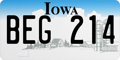 IA license plate BEG214
