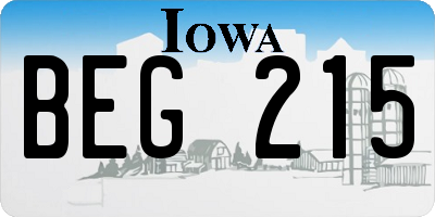 IA license plate BEG215