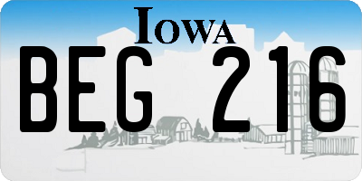IA license plate BEG216