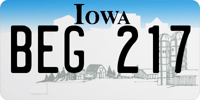 IA license plate BEG217