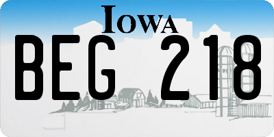 IA license plate BEG218