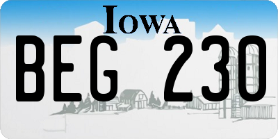 IA license plate BEG230