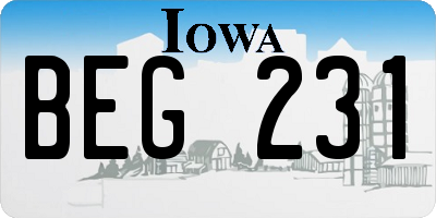 IA license plate BEG231