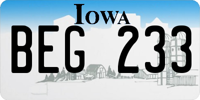 IA license plate BEG233