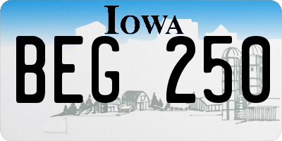 IA license plate BEG250