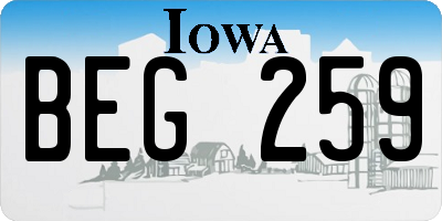 IA license plate BEG259