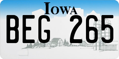 IA license plate BEG265
