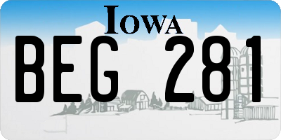 IA license plate BEG281