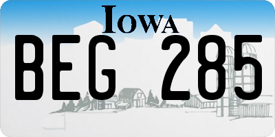 IA license plate BEG285