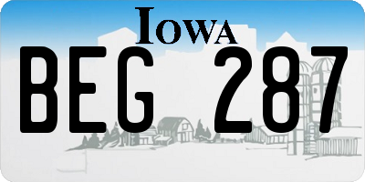 IA license plate BEG287