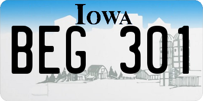 IA license plate BEG301