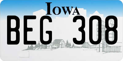 IA license plate BEG308