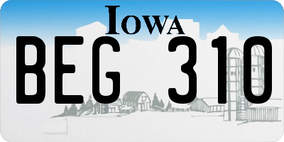IA license plate BEG310