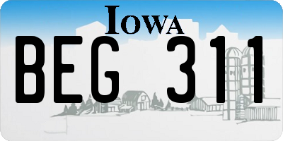 IA license plate BEG311