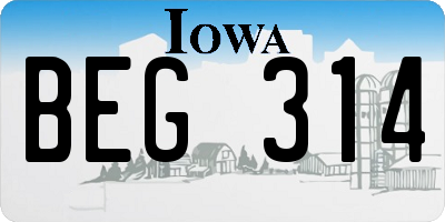 IA license plate BEG314