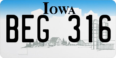 IA license plate BEG316