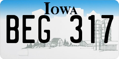 IA license plate BEG317