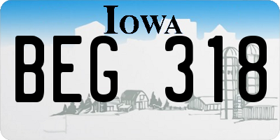 IA license plate BEG318