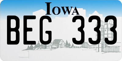 IA license plate BEG333