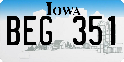 IA license plate BEG351