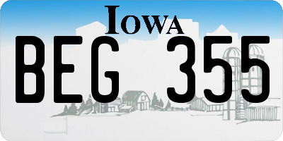 IA license plate BEG355