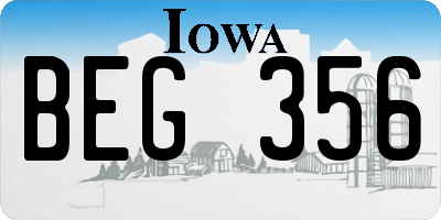 IA license plate BEG356