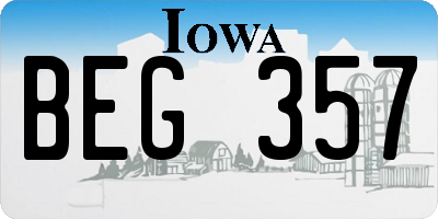 IA license plate BEG357