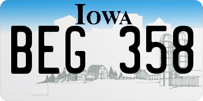 IA license plate BEG358