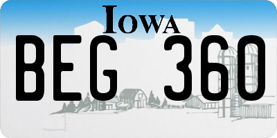 IA license plate BEG360