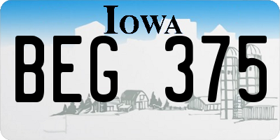IA license plate BEG375