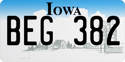 IA license plate BEG382