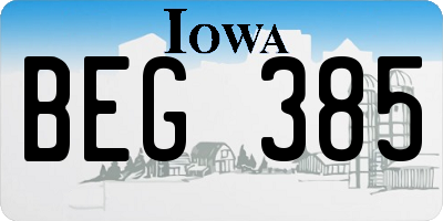 IA license plate BEG385
