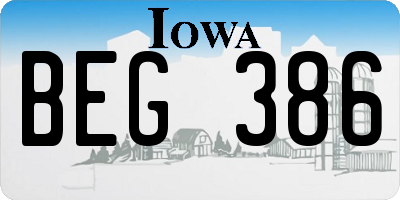 IA license plate BEG386