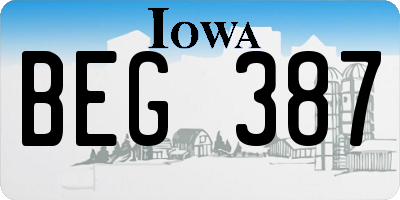 IA license plate BEG387