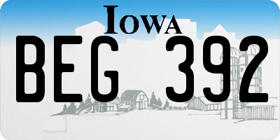 IA license plate BEG392
