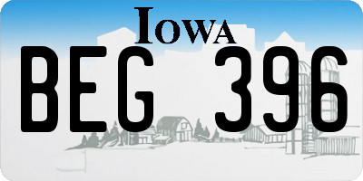 IA license plate BEG396